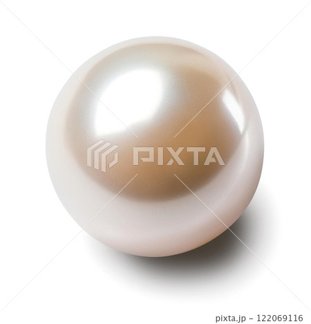 1粒の真珠。白背景。 122069116