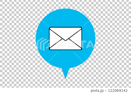 Simple email icon in light blue speech bubble 122069142