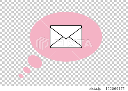 ピンク色の吹き出しにシンプルなメールアイコン ピンク色の吹き出しにシンプルなメールアイコン 122069175
