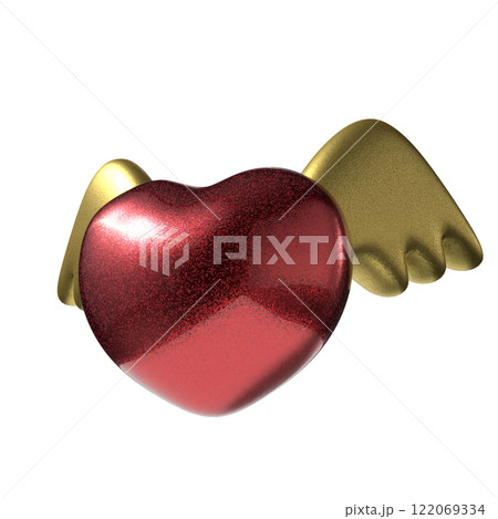 Heart wing for Love or Valentine concept 3d Rendering. 122069334