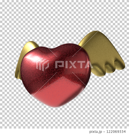 Heart wing for Love or Valentine concept 3d Rendering. 122069334