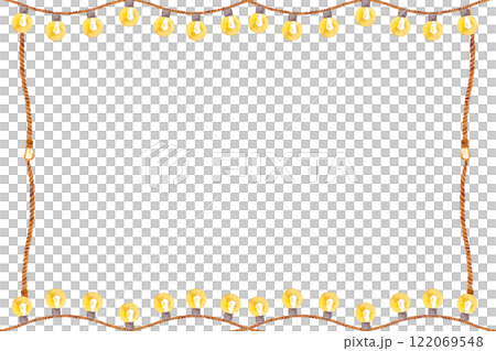 String lights, watercolor horizontal frame isolated on white. Hand painted clip art perfect for design, theater tickets, interior decor, cards, banners, dressing room mirror String lights, watercolor horizontal frame isolated on white. Hand painted clip art perfect for design, theater tickets, interior decor, cards, banners, dressing room mirror 122069548