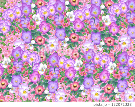 水彩画 ピンクの花柄01 水彩画 ピンクの花柄01 122071328