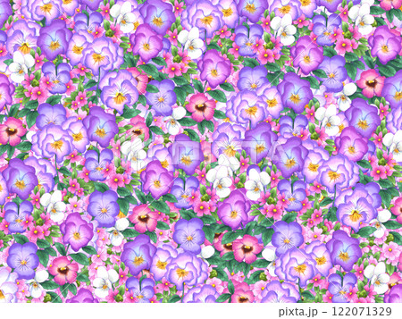 水彩画 ピンクの花柄02 水彩画 ピンクの花柄02 122071329