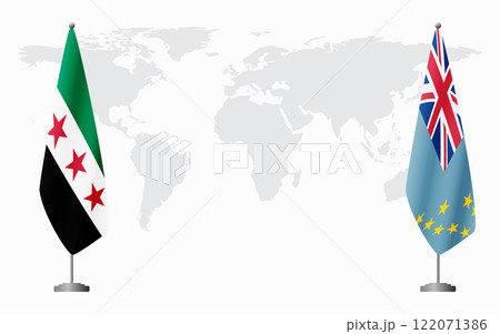 Syrian Revolution and Tuvalu flags for official meeting 122071386