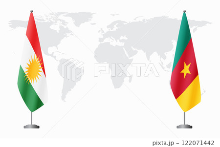 Kurdistan and Cameroon flags for official meeting 122071442