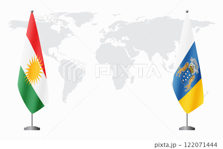 Kurdistan and Canary Islands flags for official meeting 122071444