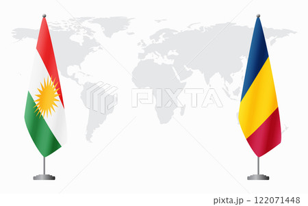 Kurdistan and Chad flags for official meeting Kurdistan and Chad flags for official meeting 122071448