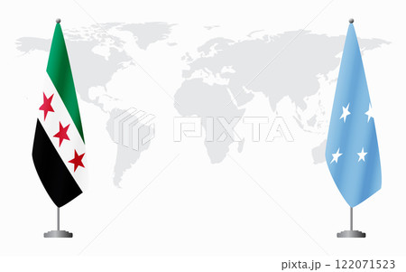 Syrian Revolution and Micronesia flags for official meeting Syrian Revolution and Micronesia flags for official meeting 122071523