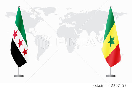 Syrian Revolution and Senegal flags for official meeting Syrian Revolution and Senegal flags for official meeting 122071573