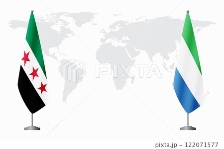 Syrian Revolution and Sierra Leone flags for official meeting 122071577