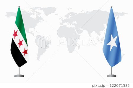 Syrian Revolution and Somalia flags for official meeting Syrian Revolution and Somalia flags for official meeting 122071583