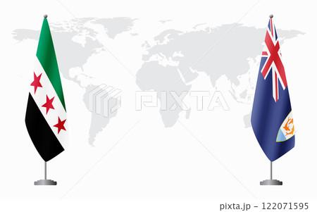 Syrian Revolution and Anguilla flags for official meeting 122071595