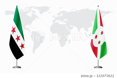 Syrian Revolution and Burundi flags for official meeting 122071622