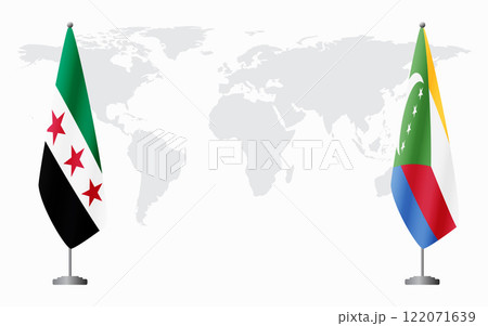 Syrian Revolution and Comoros flags for official meeting 122071639