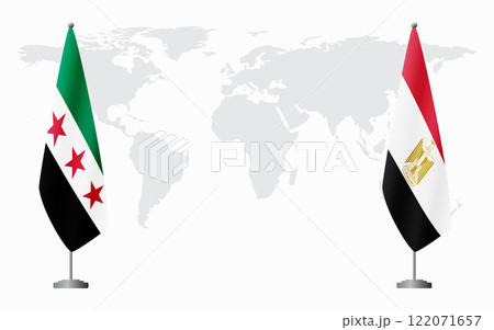 Syrian Revolution and Egypt flags for official meeting 122071657
