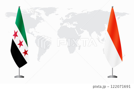 Syrian Revolution and Indonesia flags for official meeting 122071691