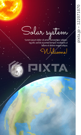 Earth planet with green continents and ocean 122071870