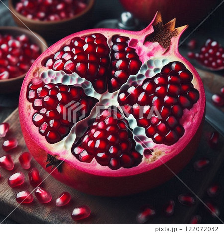 自然が作り出す美しいざくろの種 122072032