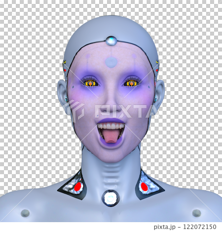 Female cyborg face close-up 122072150