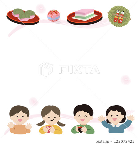 子どもたちのひなまつりベクターテンプレート 122072423