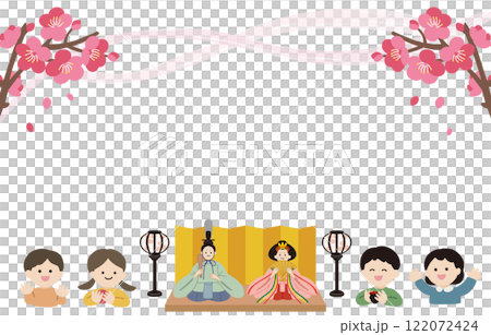 子どもたちのひなまつりベクターテンプレート 122072424