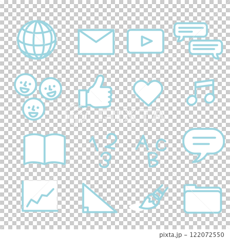 Simple icons of internet software, apps, etc.: Light blue Simple icons of internet software, apps, etc.: Light blue 122072550