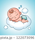 Cute Smiling Baby Sleeping On Cloud Cute Smiling Baby Sleeping On Cloud 122073096