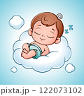 Cute Baby Boy Sleeping On Cloud Cute Baby Boy Sleeping On Cloud 122073102
