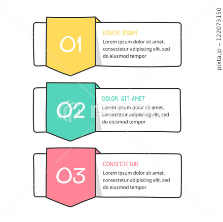 Doodle Infographic Template with 3 Arrows 122073150