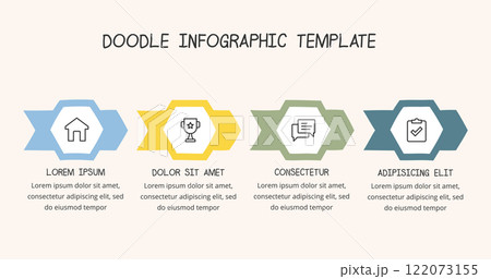 Hand Drawn Infographic Template with 4 Arrows Hand Drawn Infographic Template with 4 Arrows 122073155
