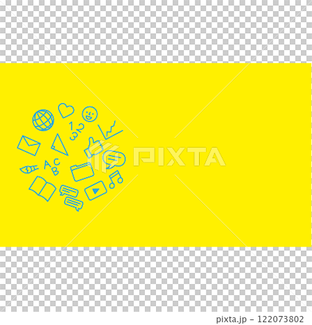 Background with simple icons of internet software, apps, etc.: Yellow, Blue Background with simple icons of internet software, apps, etc.: Yellow, Blue 122073802