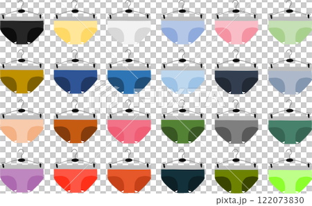 Graphic material illustration set of underwear hung on a hanger 122073830