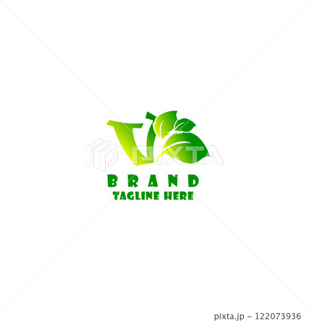 V Leaf Letter Logo Icon Design 122073936