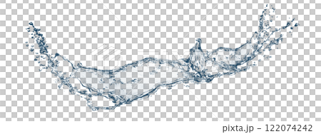抽象藍色波浪和飛濺的 3d 插圖 122074242