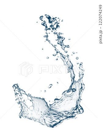 抽象的な青い波と水しぶきの3dイラスト 122074249