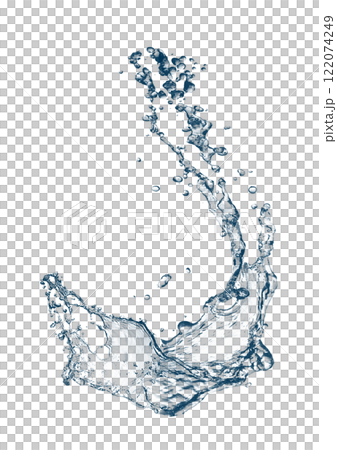 抽象的な青い波と水しぶきの3dイラスト 122074249