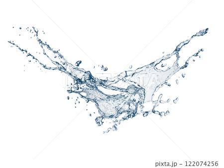 抽象的な青い波と水しぶきの3dイラスト 122074256