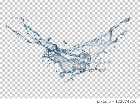 抽象的な青い波と水しぶきの3dイラスト 122074256