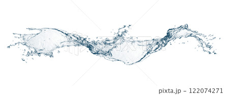 抽象的な青い波と水しぶきの3dイラスト 122074271
