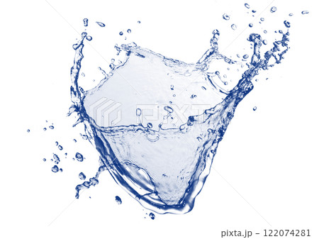 抽象的な青い波と水しぶきの3dイラスト 122074281