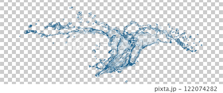 抽象的な青い波と水しぶきの3dイラスト 122074282