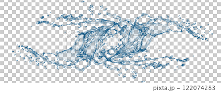 3d illustration of abstract blue waves and splashes 122074283