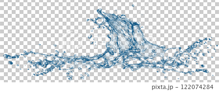 抽象藍色波浪和飛濺的 3d 插圖 122074284