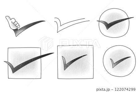 ゆるめシンプルなチェックマークセット2　アナログ風 122074299