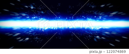 黒い背景に抽象的な青い光線の3dイラスト 黒い背景に抽象的な青い光線の3dイラスト 122074869