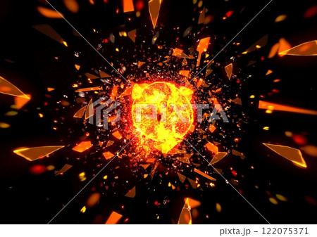 黒い背景に燃える火炎の3dイラスト 黒い背景に燃える火炎の3dイラスト 122075371