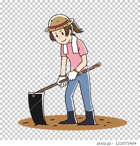 A woman tilling the fields with a gentle touch A woman tilling the fields with a gentle touch 122075404