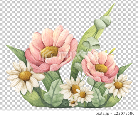 Watercolor floral bouquet set for wedding, stationery, invitations, cards. 122075596