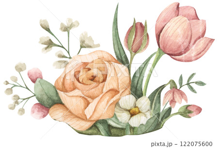 Watercolor floral bouquet set for wedding, stationery, invitations, cards. Watercolor floral bouquet set for wedding, stationery, invitations, cards. 122075600